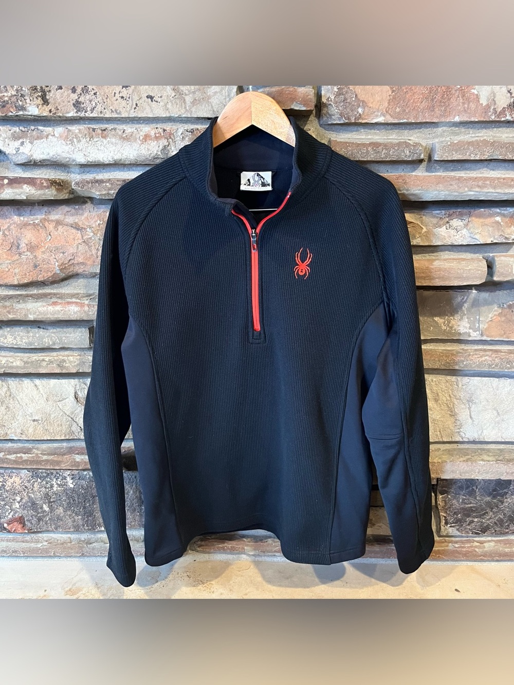 Spyder Outbound Black Quarter-Zip Sweater with Red Accent